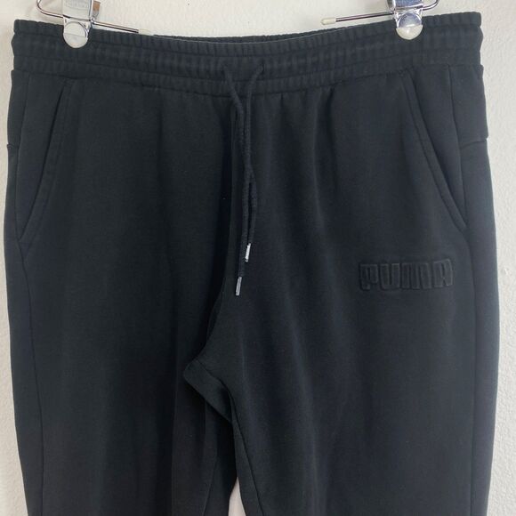 Puma Black Joggers Gym Fleece Sweat Pants Men XL Cotton Drawstring Waist Cuffs - Picture 2 of 14